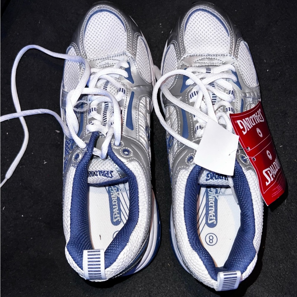 Spalding White and Blue Athletic Sneakers